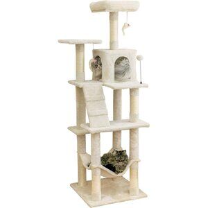 New 63.8in Cat Tree Tower for Large Cats with Hammock, Condo & Scratching Posts